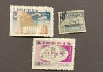 3 x Liberia Vintage Stamps – Steamship + 1959 FIPEX Philatelic Exhibition