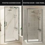Pivot Door Shower Enclosure and Shower Tray 6mm Walk In Cubicle Glass Side Panel