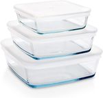 Borosil Cook Store Food Square Baking Storage Serving  Dish with Plastic Lid