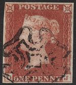 SG8 1841 1d Red-brown (1) plate 19 (BS8e) OJ, Romsey Double-line Maltese cross
