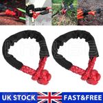 2X Soft Shackle Sleeve Fiber Synthetic Winch Recovery Rope 17 Tons 38000LBS 22"