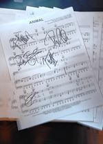 Def Leppard Autographed Sheet Music,  Animal.