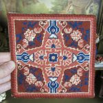 Artisan Dollhouse ART NOUVEAU PETIT POINT RUG Vtg Handmade Artist Wool Carpet