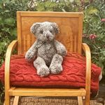 Russ Ashley Grey Plush Teddy Bear with Bow 22cm Vintage 1998