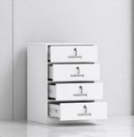 FULLY ASSEMBLED 4 Drawer White Steel Filing Cabinet with Lockable Door and Key