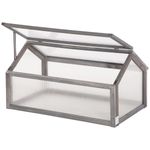 Cold Frame Greenhouse 90x52x50cm Wooden Polycarbonate Garden Plant Box Grey