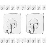 LABOTA 20 Pack Heavy Duty Adhesive Wall 20 Hooks, Transparent/Green 