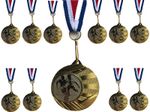 11x Junior Football Medals - 40mm Gold Metal With Ribbons + FREE P&P