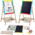 Kids 2 in 1 Wooden Blackboard Whiteboard Children Art Easel Chalk Drawing Board
