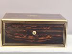 Coromandel Brass Bound Dressing /trinkets/jewellery Box, 1870's With Key
