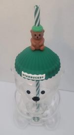 Straw Topper for 2026 Starbucks Bearista Bear Series Glass Bear Cup straw buddy