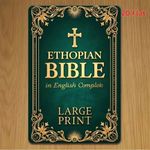 Ethiopian Bible in English Complete LARGE Blue Gemstone Cross on Gold Embroider