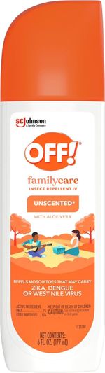 OFF! FamilyCare Insect Repellent IV Unscented With Aloe Vera Spray 6 oz (177ml)