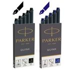 GENUINE PARKER Fountain Pen Refill Ink Cartridges Quink Replacement BLACK & BLUE