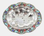 ANTIQUE CONTINENTAL SILVER and ENAMEL DECORATIVE TRINKET PIN DISH c1920 17.7g