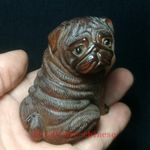 2.7 Inch Chinese boxwood hand carved vivid dog Statue decoration collection Gift