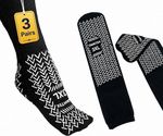 Omnitex 3pk Anti-Slip Socks -Strong 'V' Grips Double Side Tread Black Size  XXXL