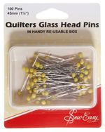 Quilter's Glass Head Pins: 50mm -  handy re-usable plastic box,Nickel plated stl