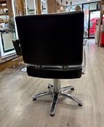 Black Faux Leather Salon Chair, Chrome Arms & 5-Star Swivel Base