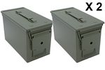 2 x Ammo Tin Genuine NATO Issue 50 CAL Steel Box Container M2A1 Heavy Duty Green