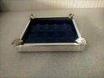 Art Deco Silver Plate Ashtray & 3d Tile Base with leather Bottom on base 6in SQ