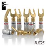 8 x EDGE Gold plated Y Fork Speaker Spade /Amp cable connector - SP2
