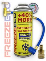 FREEZEECO R1234YF Aircon Top-Up 2in1 Gas&Oil+Hose+YF Adapter - AC Refill Bundle!