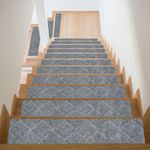 Non Slip Stair Treads 15Packs 8"x30" Carpet Mat for Indoor Wooden Stairs, Gray