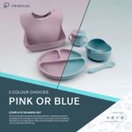 Baby Weaning Set - Pink or Blue - Set of 7 - Silicone- (Shipping From UK)