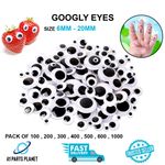 100-1000mm WIBBLY WOBBLY GOOGLY EYES. CRAFTS, STICK ON STICKERS SELF ADHESIVE
