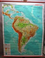 rollable map vintage wallchart South America