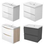 500 600 800mm Bathroom Vanity Unit with Basin Storage Wall Hung White Gloss Matt