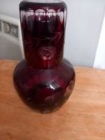 Antique Water Bottle And Matching Glass BLOOD red