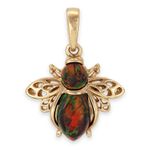 Solid 9ct Gold BLACK OPAL Bumble BEE Pendant (Handmade UK)