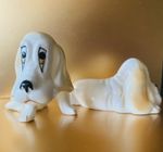 vtg puppies sweet figures bassett hound dog porcelain ceramic melancholic 1960s