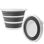 COLLAPSIBLE 10L BUCKET – CAMPING, CARAVAN &CAR CLEANING - DURABLE SILCONE GREY