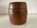 Treen, In The Shape of a Small Wooden Barrel with Screw Lid