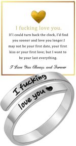 I F♡Cking Love You Ring for Women, Hope Rings Adjustable Stainless Steel Silver