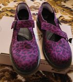 Dr Martens Viola Purple Leopard Print Vintage Mary Janes UK 5