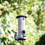 Wild Garden Bird Seed Feeder Heavy Duty Metal Hanging Loop Flip Top Easy Fill