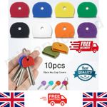 10 Key Cap Covers Tag Assorted Colours Rubber ID Markers Keyring Identifier