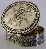 BEAUTIFUL FRENCH SOLID SILVER LYRE SNUFF BOX 1900 HANAU IMPORT ANTIQUE  28g