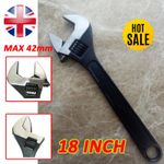 Adjustable Wrench Spanner 18" 450mm Heavy Duty Wrenches Tool 0-42mm Opening Jaw