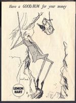 LEMON HART RUM (Ronald Searle) - Vintage (NOT Repro) 1950s ADVERT. Free UK p&p