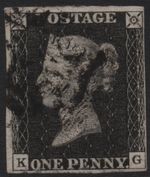 GB QV SG2, 1d black PLATE 4 Black Maltese cross (K-G) 4 margins fine used