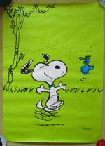 Vintage PEANUTS SNOOPY & BIRD Schulz Hallmark Poster 27.5" x 19.5"