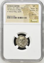 Roman Empire - Sabina - AD 128-136/7 - Silver Denarius - NGC VF - RIC:2576