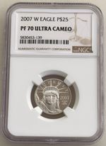 2007-W $25 PLATINUM EAGLE STATUE OF LIBERTY NGC PF70 - 1/4 Ounce