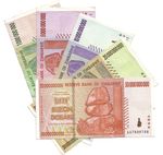 Zimbabwe 1 to 50 Billion Dollars Banknotes Set of 5 Circulated, Fine to EF