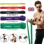 Set of 5 Heavy Duty Pull Up Resistance Bands Assisted Exercise Gym Fitness Bands